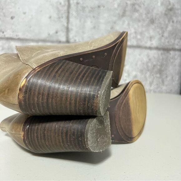 𝅺lucky Brand Eesa Distressed Leather Ankle Bootie Heels - Picture 9 of 13